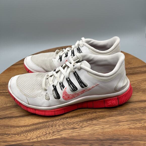 Nike Free 5.0 Shoes Womens Size 9 White Red Running Comfort Walking Gym Sneakers - Picture 3 of 8